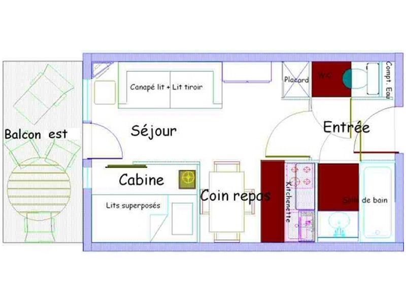 foto 1 Mietobjekt von Privatpersonen Mribel studio Rhne-Alpes Savoyen Grundriss des Objektes