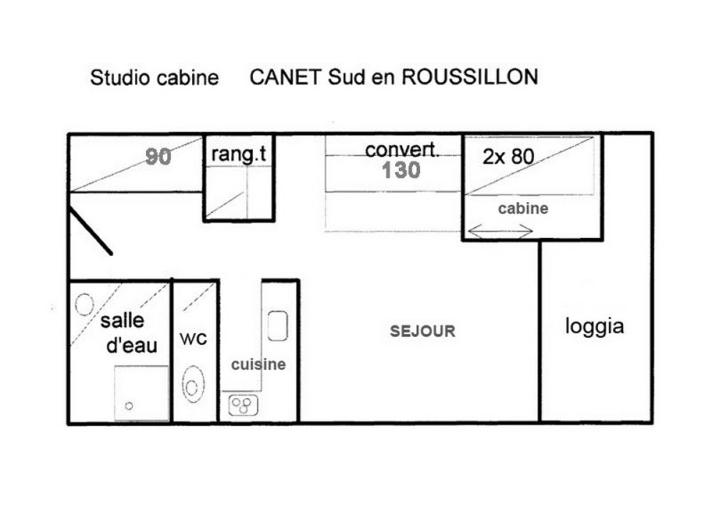 foto 6 Mietobjekt von Privatpersonen Canet-en-Roussillon studio Languedoc-Roussillon Pyrenen (Mittelmeer) Grundriss des Objektes